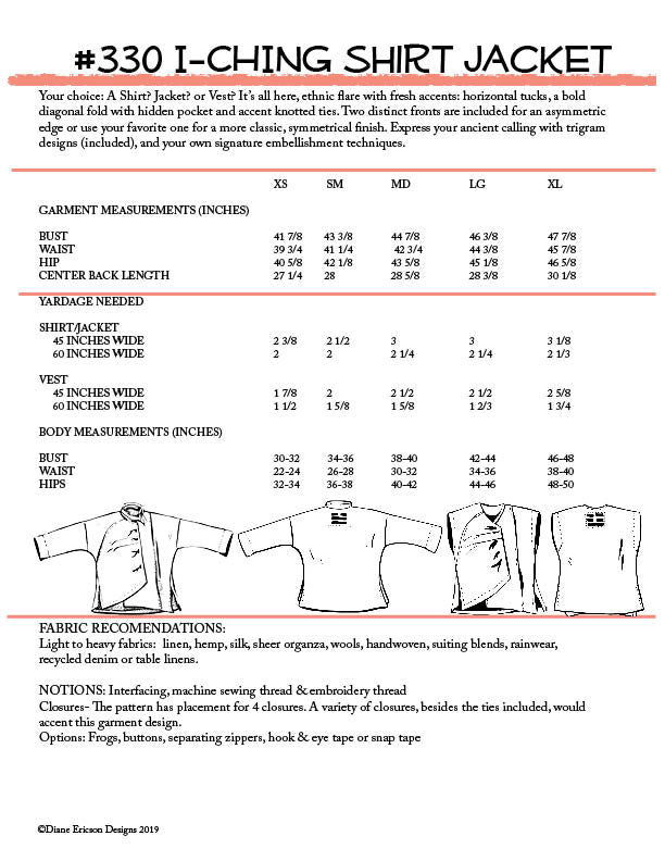 #330 I-CHING SHIRT/JACKET - PDF PATTERN