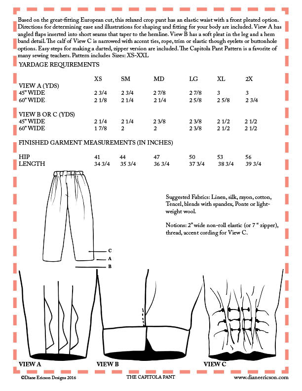 #319 - THE CAPITOLA PANT - PDF PATTERN